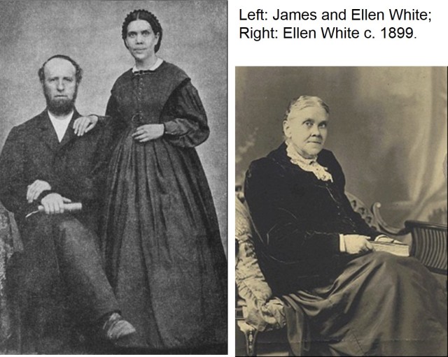 Left: James and Ellen White      http://en.wikipedia.org/wiki/Seventh-day_Adventist_Church   Right: Ellen White in 1899     http://en.wikipedia.org/wiki/Ellen_G._White