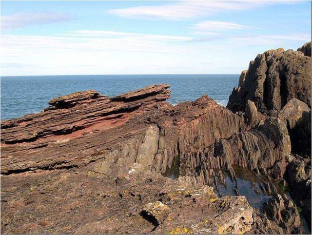 Angular Unconformity at Siccar Point, Scotland. Siccar Point, Scotland (Photo: Wikipedia “Hutton’s Unconformity”)